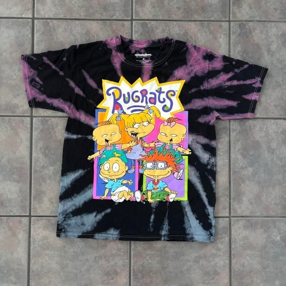 Rugrats tie dye t-shirts black size medium kidscore